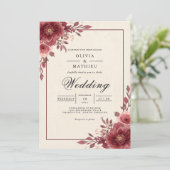 Dusty Plum Floral Arch Wedding Kaart (Staand voorkant)