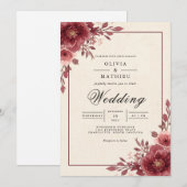 Dusty Plum Floral Arch Wedding Kaart (Voorkant / Achterkant)