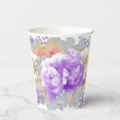 Dusty Plum Floral Bouquet Paper Cups Papieren Bekers (Achterkant)