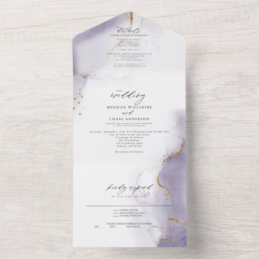 Dusty Plum Paars Abstract All In One Uitnodiging (Binnen)