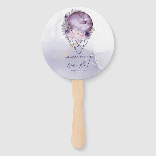 Dusty Plum Paars Full Moon Waterverf Celestial Handwaaier (Voorkant)