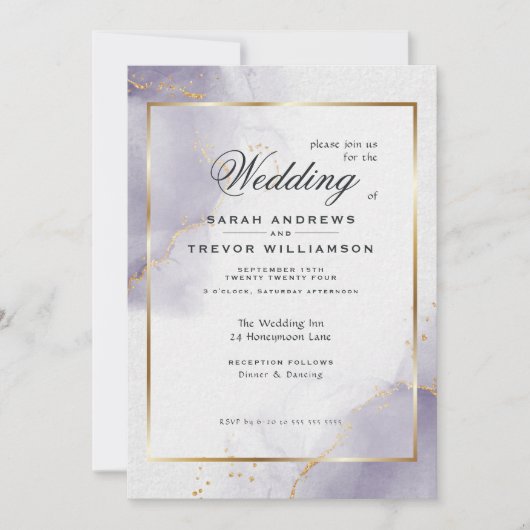 Dusty Plum Paars Gold Kaart (Voorkant)