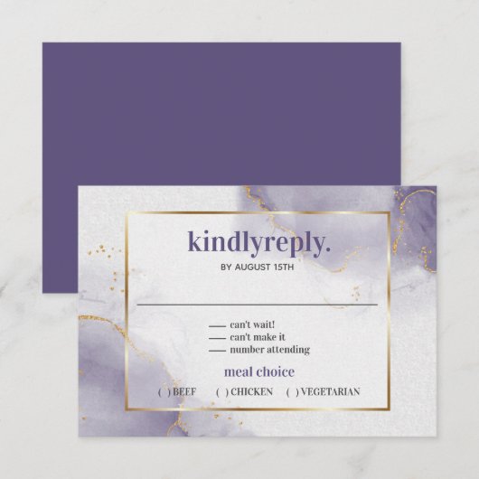 Dusty Plum Paars Minimalist RSVP-kaart RSVP Kaartje (Voorkant / Achterkant)