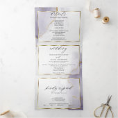 Dusty Plum Paars Tri-Fold Invitation Drieluik Uitnodiging (Binnen)