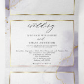 Dusty Plum Paars Tri-Fold Invitation Drieluik Uitnodiging (Binnenkant midden)