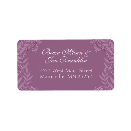 Dusty Plum Paars Wedding Botanical Etiket (Voorkant)