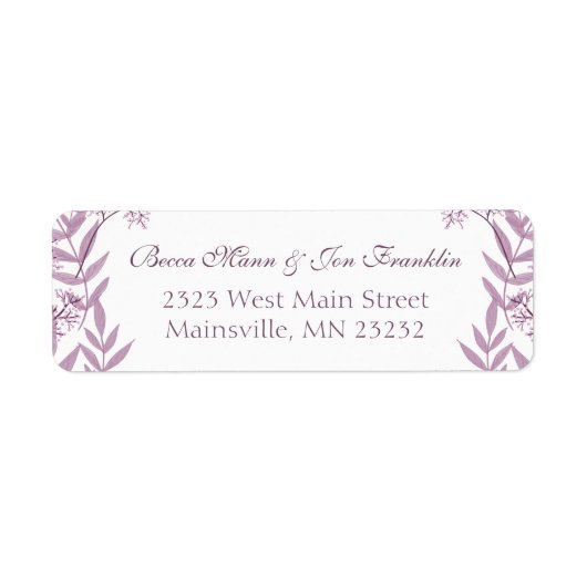 Dusty Plum Paars Wedding Botanical Etiket (Voorkant)