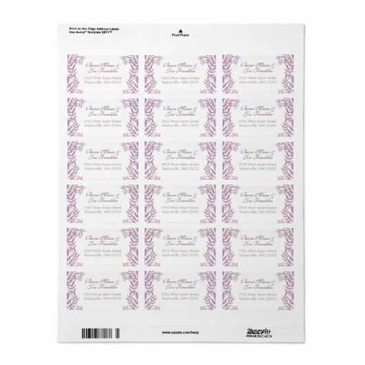 Dusty Plum Paars Wedding Botanical Etiket (Full Sheet)