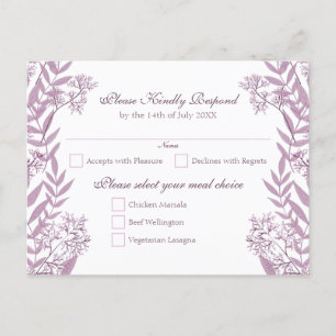 Dusty Plum Paars Wedding Botanical Feestdagenkaart