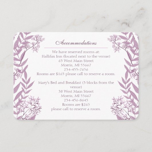 Dusty Plum Paars Wedding Botanical Informatiekaartje (Voorkant)