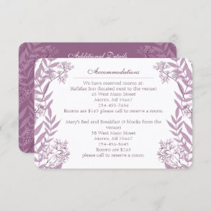 Dusty Plum Paars Wedding Botanical Informatiekaartje