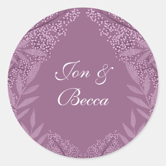 Dusty Plum Paars Wedding Botanical Ronde Sticker (Voorkant)