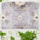 Dusty Plum Paarse Floral Kitchen Towel Theedoek (Gevouwen)