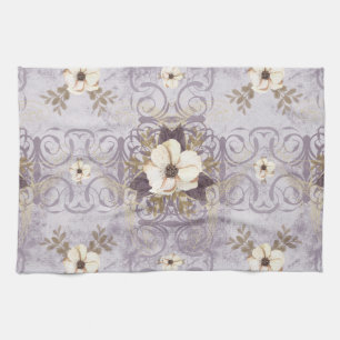Dusty Plum Paarse Floral Kitchen Towel Theedoek