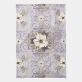 Dusty Plum Paarse Floral Kitchen Towel Theedoek (Verticaal)