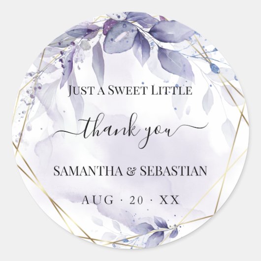 Dusty Plum Wispy Floral bedankt Ronde Sticker (Voorkant)