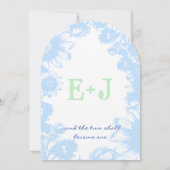 Dusty Powder Blue & Green Wedding Invitation Kaart (Achterkant)