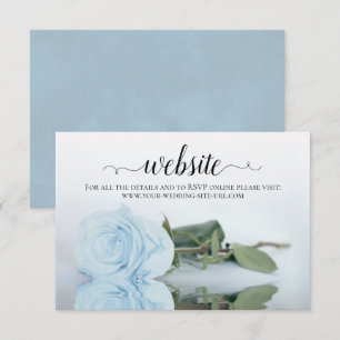 Dusty Powder Blue Roos Elegant Wedding Website Informatiekaartje