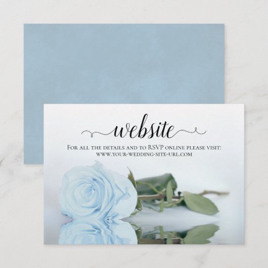 Dusty Powder Blue Roos Elegant Wedding Website Informatiekaartje (Voorkant / Achterkant)