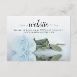 Dusty Powder Blue Roos Elegant Wedding Website Informatiekaartje