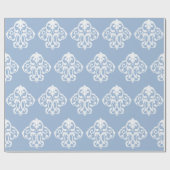 Dusty Powder Blue White Ornament Patroon Cadeaupapier (Vlak)