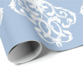 Dusty Powder Blue White Ornament Patroon Cadeaupapier (Rol Hoek)