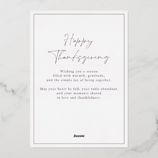 Dusty pruim Thanksgiving ingelijst familie foto Folie Feestdagenkaart (Achterkant)