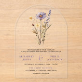 Dusty Purple Boho Wildflower Wedding Acryl Uitnodigingen (Voorkant)