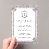 Dusty Purple Catholic Wedding Save the Date Acryl Uitnodigingen (Insitu (Draagbaar))
