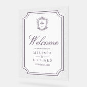 Dusty Purple Catholic Wedding Welcome Acryl Bord (Hoek)