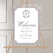 Dusty Purple Catholic Wedding Welcome Acryl Bord