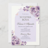 Dusty Purple Floral Elegant Boho Wedding Invitaion Kaart (Voorkant)