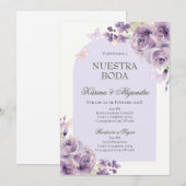Dusty Purple Floral Elegant Boho Wedding Invitaion Kaart (Voorkant / Achterkant)