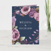 Dusty Purple Floral QR Code Navy Blue Wedding (Voorkant)