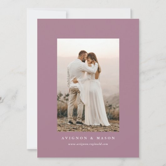 Dusty Purple Flowers Arch foto bruiloft uitnodigin Kaart (Achterkant)