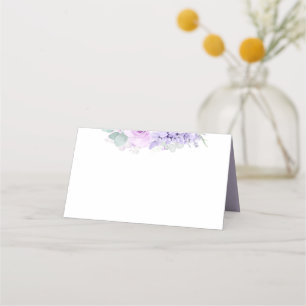 Dusty Purple Flowers Elegant Romantic Wedding Plaatskaartje