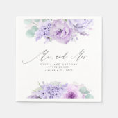 Dusty Purple Flowers Elegante Botanische Mr en Mrs Servet (Voorkant)