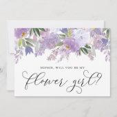 Dusty Purple Flowers word Mijn Bloemenmeisje Kaart (Voorkant)