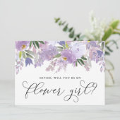 Dusty Purple Flowers word Mijn Bloemenmeisje Kaart (Staand voorkant)