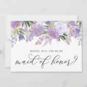 Dusty Purple Flowers word mijn dienstmeisje. Kaart (Voorkant)