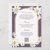 Dusty Purple Retro Yellow Daisy All in One Wedding Kaart (Achterkant)