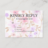 Dusty Purple Silver Gray Floral Rustic RSVP Card Informatiekaartje (Voorkant)