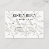 Dusty Purple Silver Gray Floral Rustic RSVP Card Informatiekaartje (Voorkant)