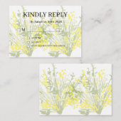 Dusty Purple Silver Gray Floral Rustic RSVP Card Informatiekaartje (Voorkant / Achterkant)