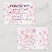 Dusty Purple Silver Gray Floral Rustic RSVP Card Informatiekaartje (Voorkant / Achterkant)