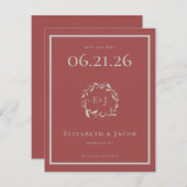 Dusty Red Berries en Leaves Sparen de Datum (Voorkant / Achterkant)