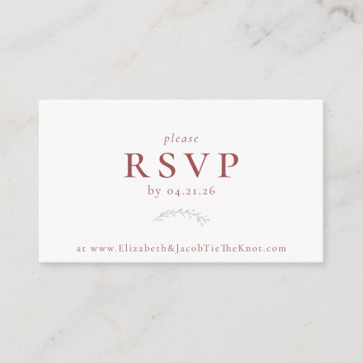 Dusty Red Berries en Leaves Wedding RSVP Kaart (Voorkant)