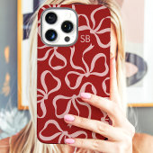 Dusty Red Bow Monogram Case-Mate iPhone Case