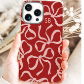 Dusty Red Bow Monogram Case-Mate iPhone Case