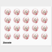 Dusty Red Christmas Wreath Foto Ronde Sticker (Vel)